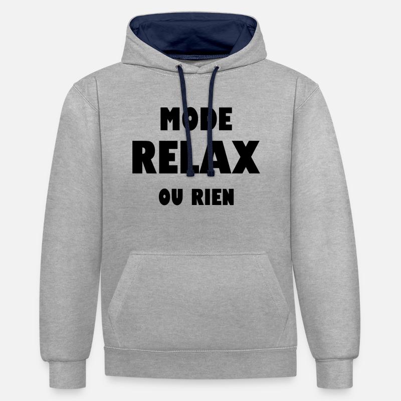 Mode relax ou rien - Sweat à capuche contrasté - gris chiné/bleu marine