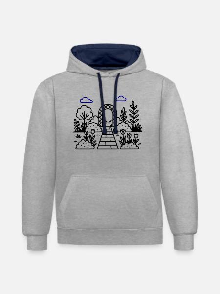 Garden Nursery Logo - Contrast hoodie - heather grey/navy