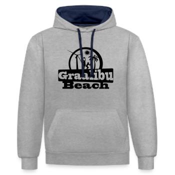 Graalibu Beach Groß - Kontrast-Hoodie - Grau meliert/Navy - Vorne - Liana (172cm) & Jaron (178cm)