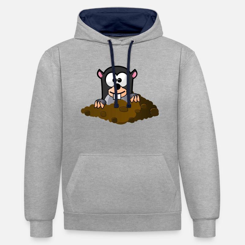 style comique Mole - Sweat à capuche contrasté - gris chiné/bleu marine