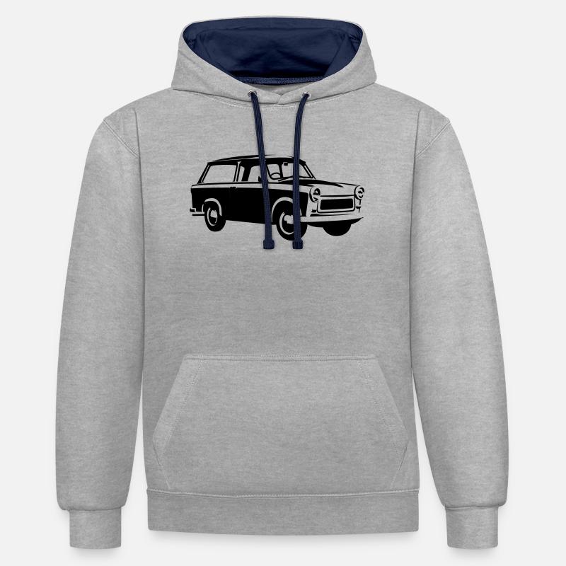 601 Kombi - Sweat à capuche contrasté - gris chiné/bleu marine
