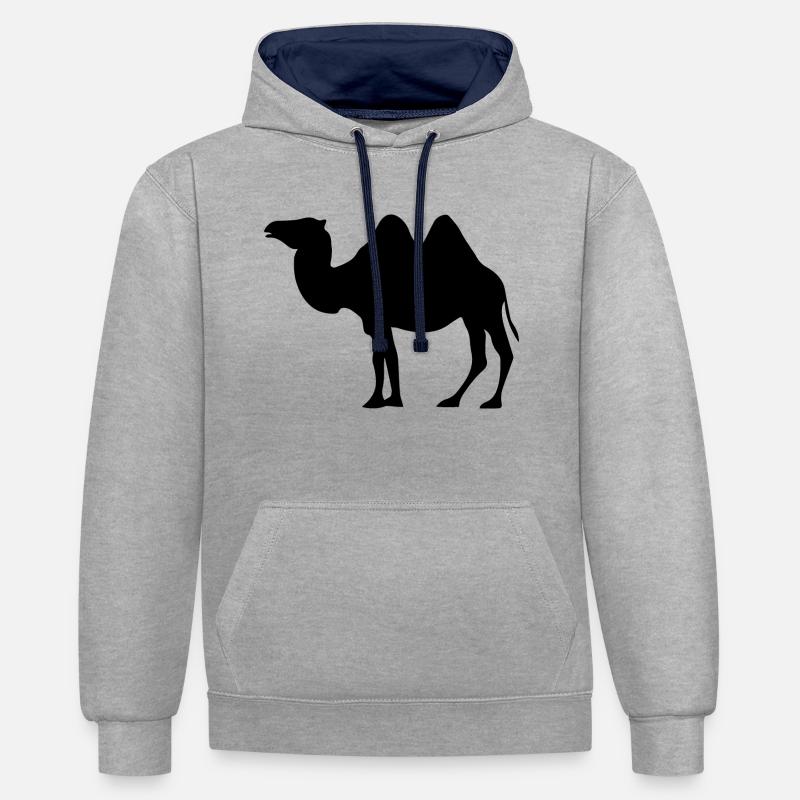 Kamel dromedar Kamel Geschenk - Kontrast-Hoodie - Grau meliert/Navy