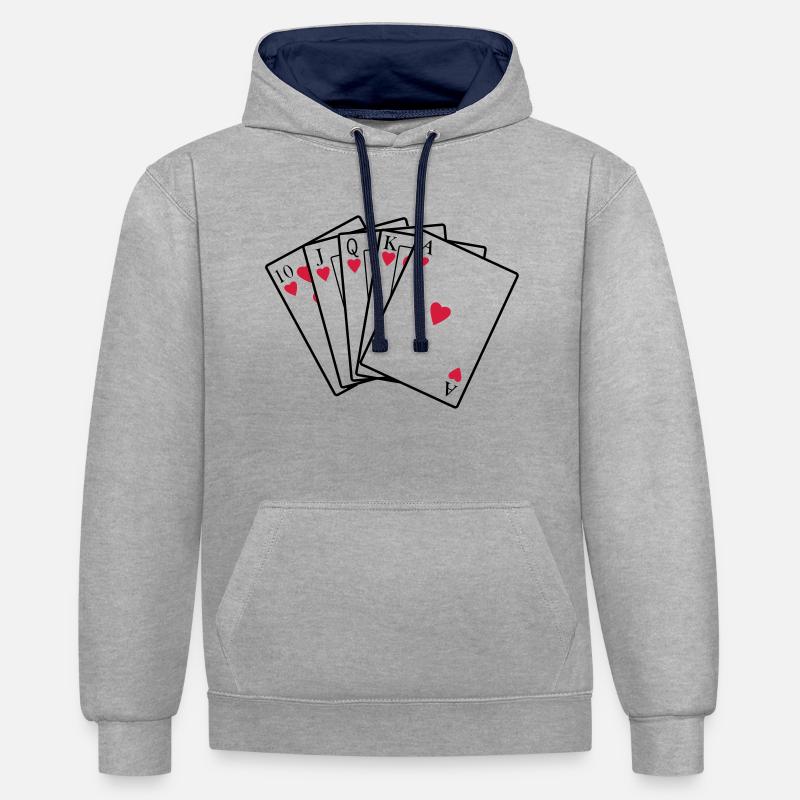 Quinte Flush Royale - Sweat à capuche contrasté - gris chiné/bleu marine