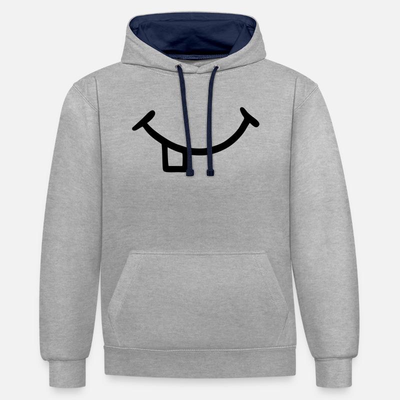 Bouche avec des dents - Sweat à capuche contrasté - gris chiné/bleu marine