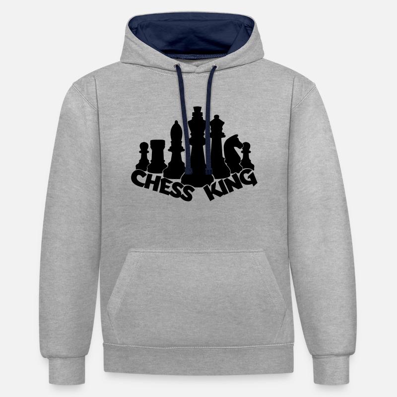 schachkoenig3 - Sweat à capuche contrasté - gris chiné/bleu marine