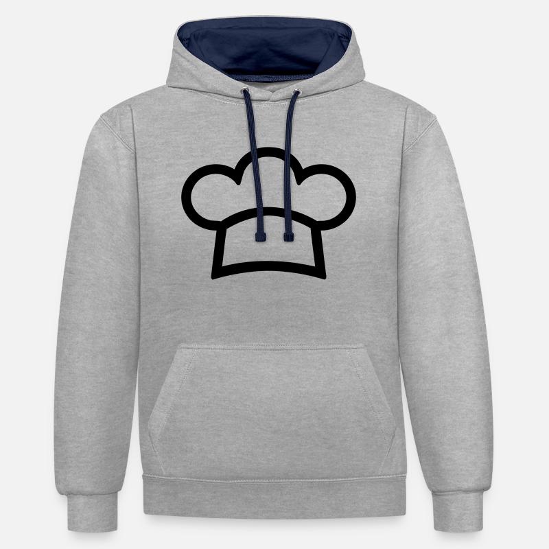 Cuisinier - Sweat à capuche contrasté - gris chiné/bleu marine