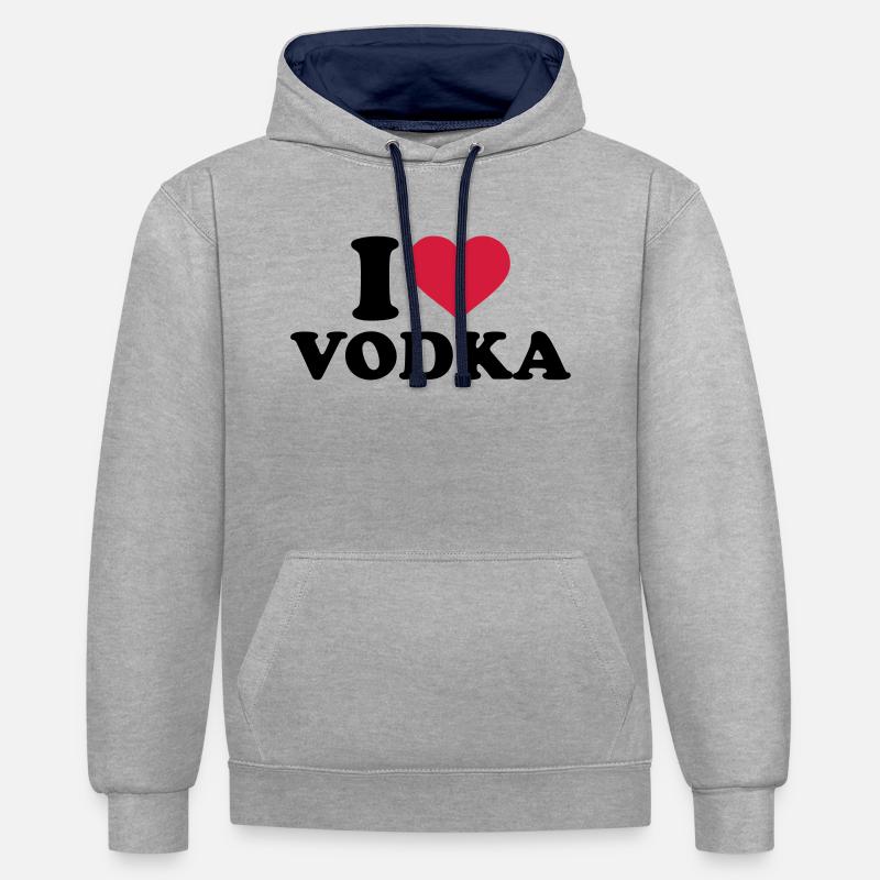 I love Vodka - Sweat à capuche contrasté - gris chiné/bleu marine