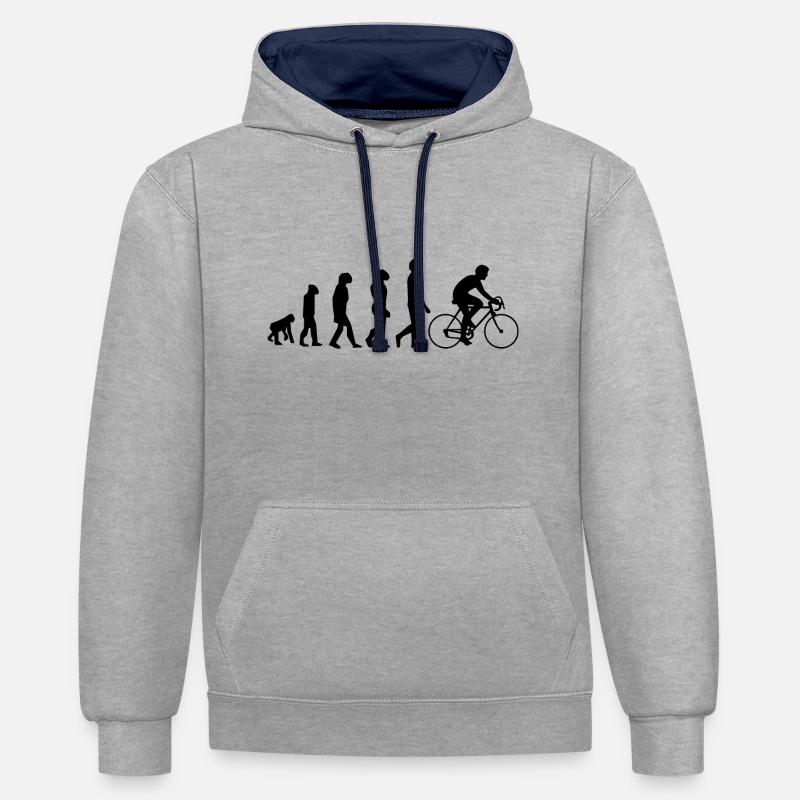 Cyclisme évolution - Sweat à capuche contrasté - gris chiné/bleu marine