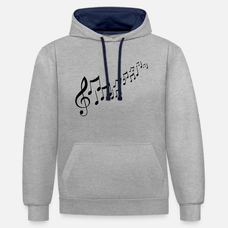 Clefs Dansante - Sweat à capuche contrasté - gris chiné/bleu marine
