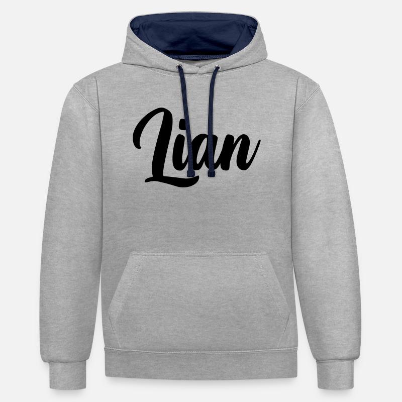 Lian - Sweat à capuche contrasté - gris chiné/bleu marine