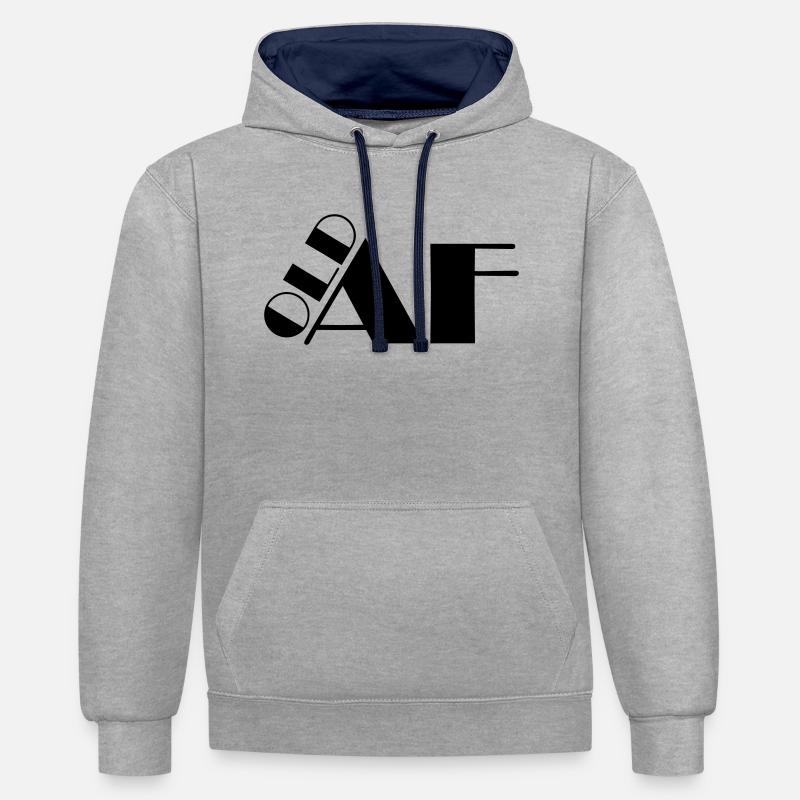 old AF Text Logo - Kontrast-Hoodie - Grau meliert/Navy
