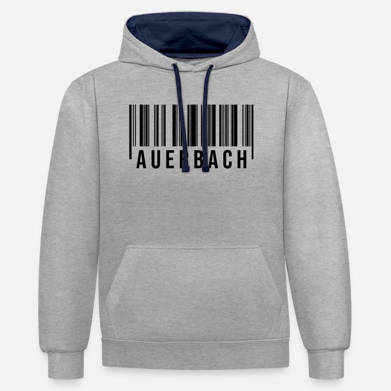 Erzgebirge Strichcode Auerbach - Kontrast-Hoodie - Grau meliert/Navy