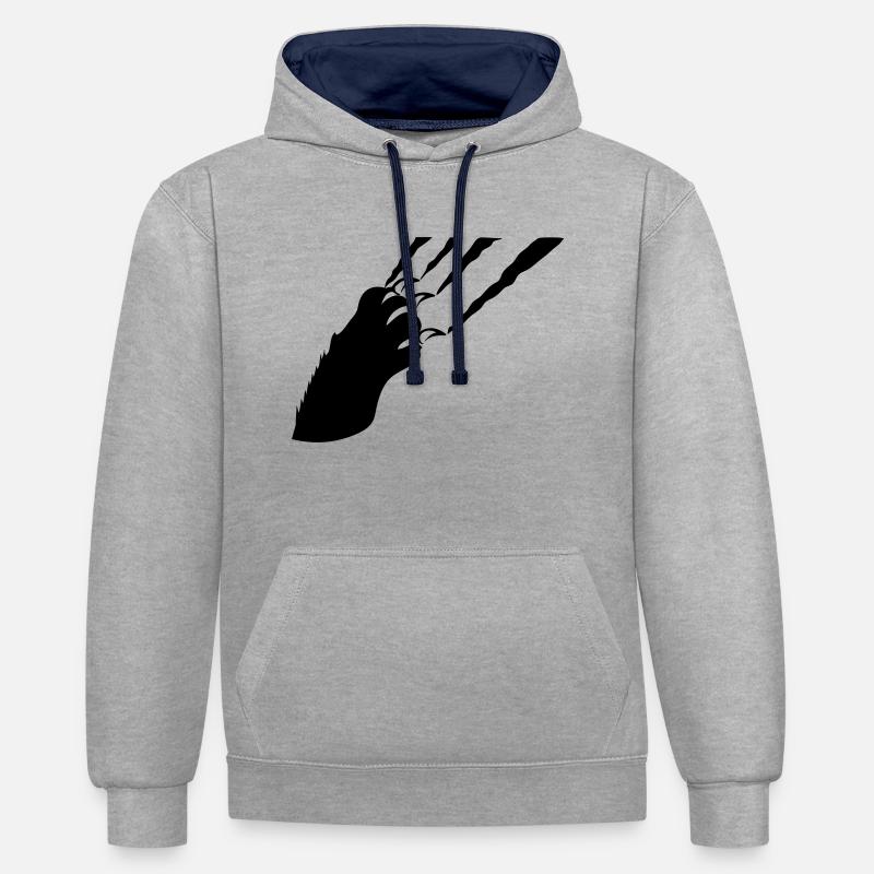 griffe de l'animal - Sweat à capuche contrasté - gris chiné/bleu marine