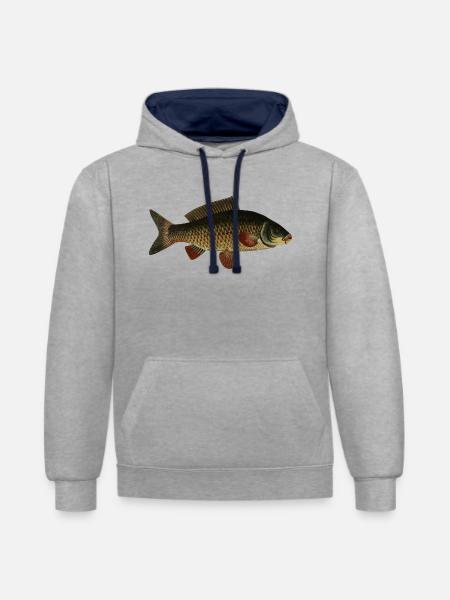 fish107 - Sweat à capuche contrasté - gris chiné/bleu marine