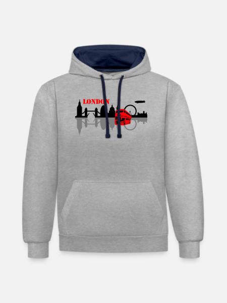 london skyline - Contrast hoodie - heather grey/navy