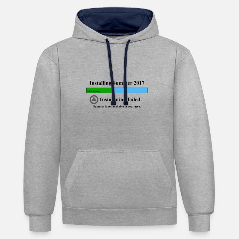 pas d'été - Sweat à capuche contrasté - gris chiné/bleu marine