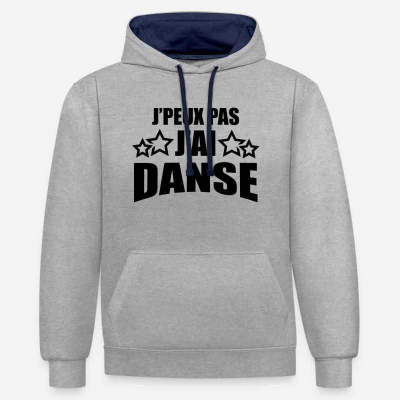 j'peux pas j'ai danse - Sweat à capuche contrasté - gris chiné/bleu marine