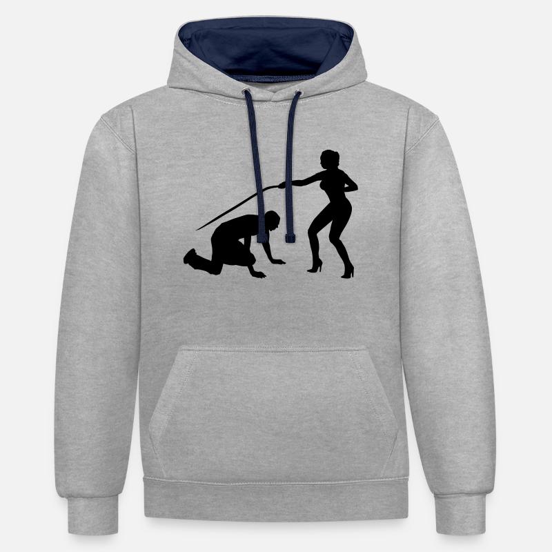 wedding4a - Sweat à capuche contrasté - gris chiné/bleu marine