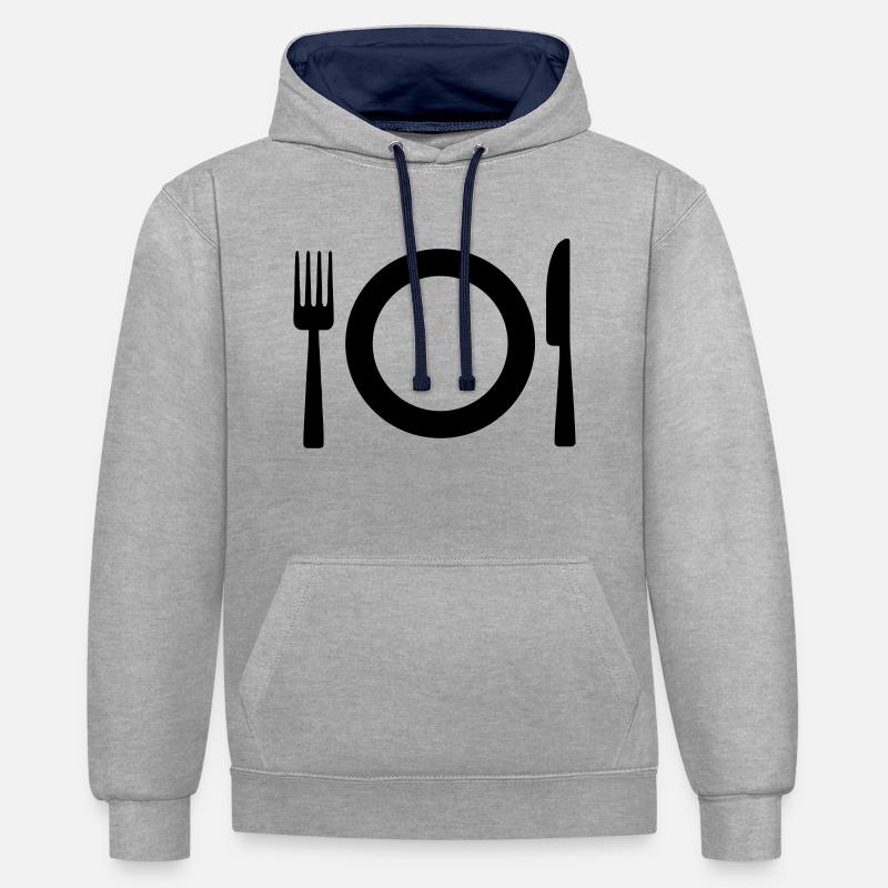 Logo du restaurant - Sweat à capuche contrasté - gris chiné/bleu marine