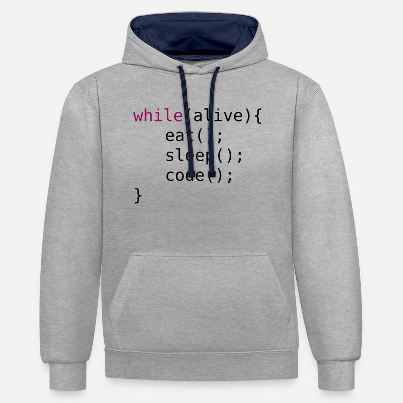 Lustiger Code Quellcode - Kontrast-Hoodie - Grau meliert/Navy