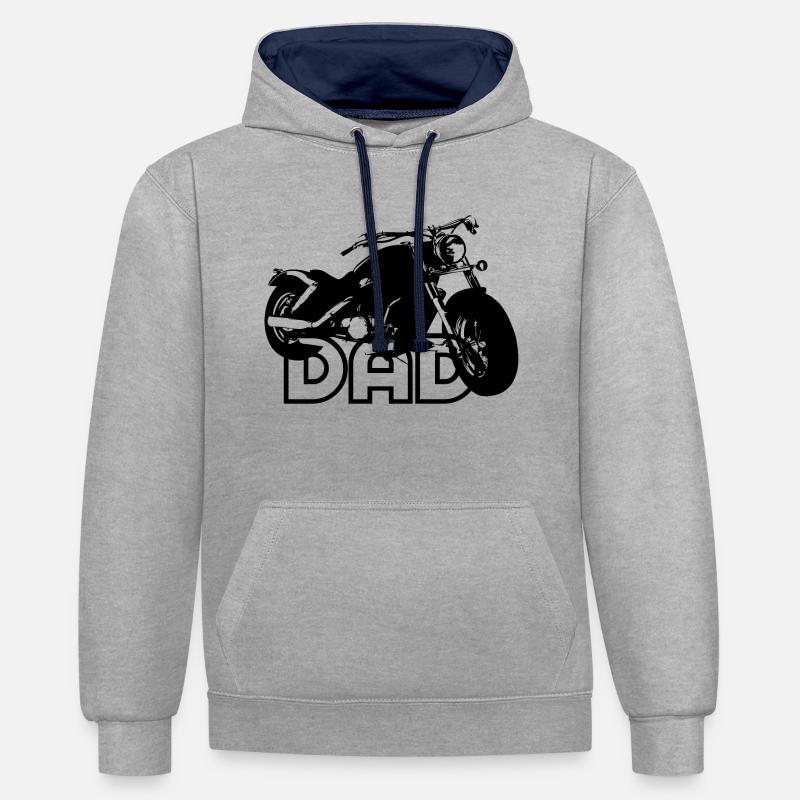 DAD noir motard - Sweat à capuche contrasté - gris chiné/bleu marine