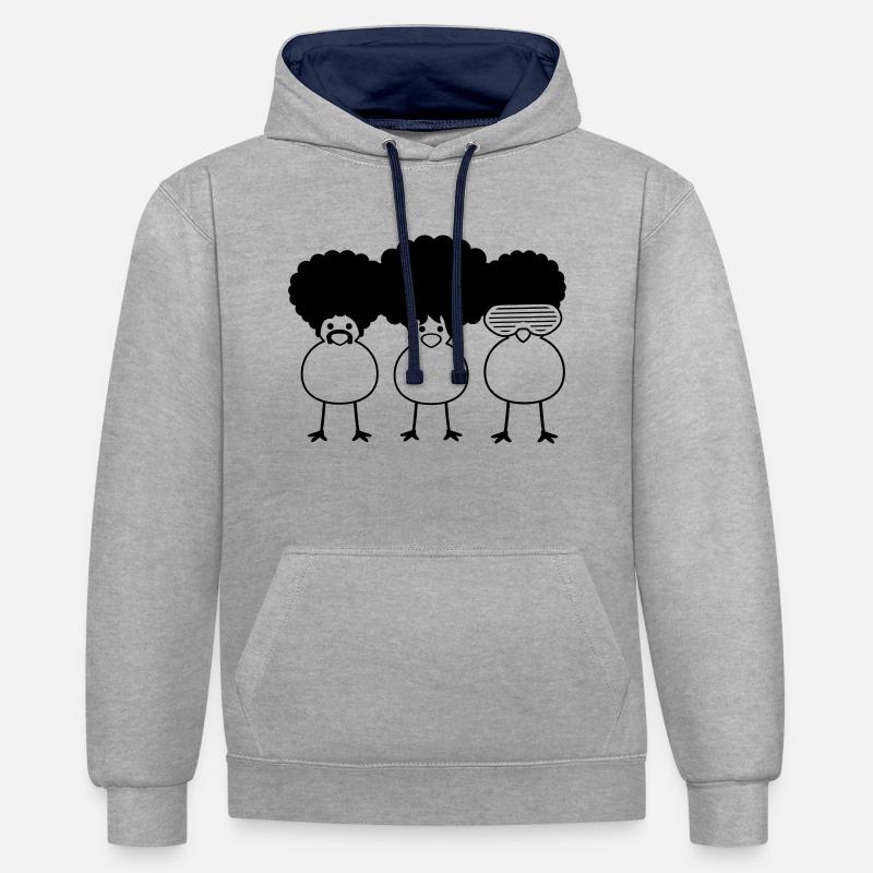 Funky Chicks - Sweat à capuche contrasté - gris chiné/bleu marine