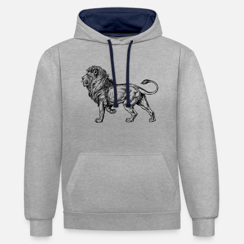 Lion Power Lion Power Influence - Sweat à capuche contrasté - gris chiné/bleu marine