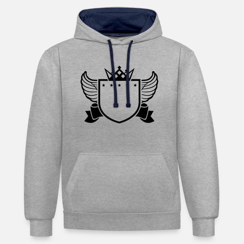 shield_empty_di1 - Sweat à capuche contrasté - gris chiné/bleu marine