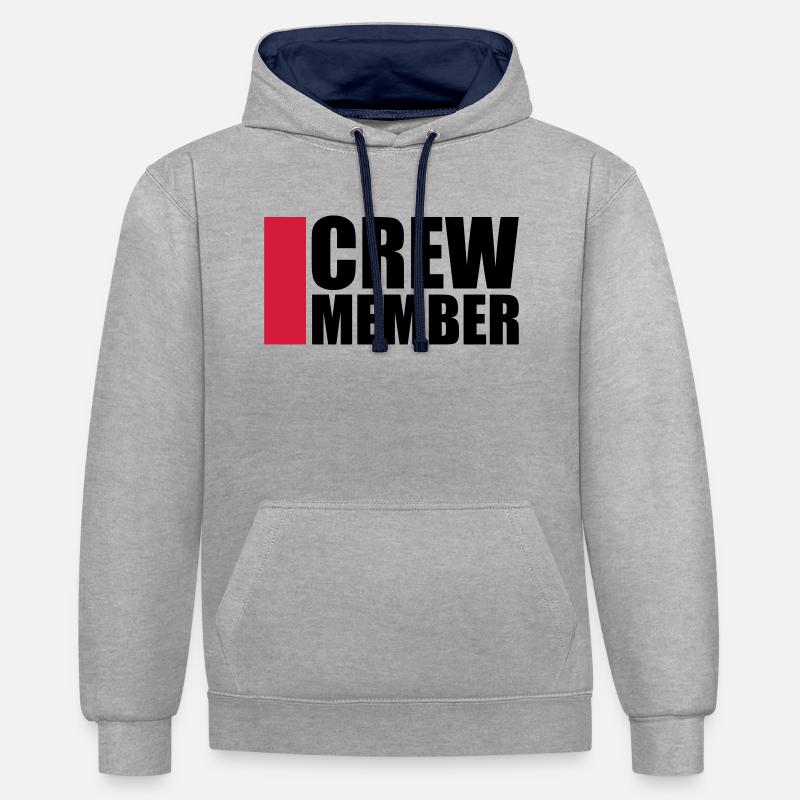 Cool Crew Member Logo-Design - Sweat à capuche contrasté - gris chiné/bleu marine
