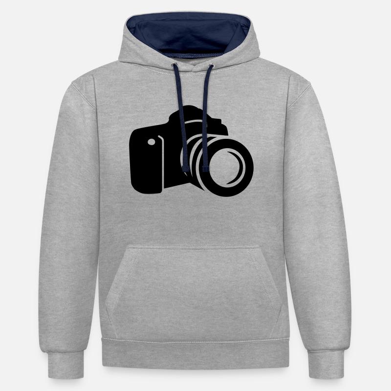 Caméra - Sweat à capuche contrasté - gris chiné/bleu marine