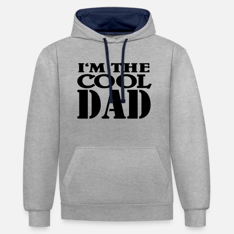 I'm the cool Dad - Sweat à capuche contrasté - gris chiné/bleu marine