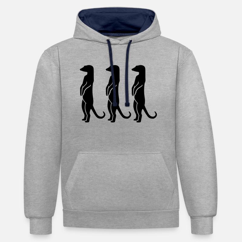 Suricate - Sweat à capuche contrasté - gris chiné/bleu marine