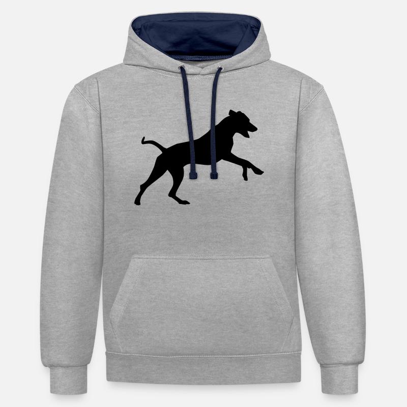 Rhodesian Ridgeback - Sweat à capuche contrasté - gris chiné/bleu marine