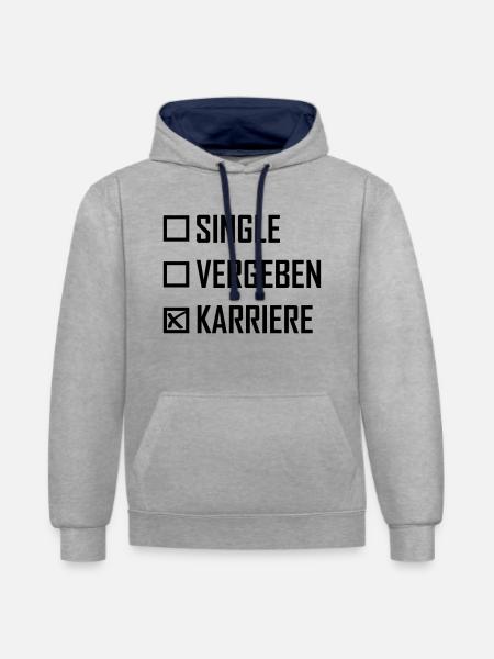 karriere - Kontrast-Hoodie - Grau meliert/Navy