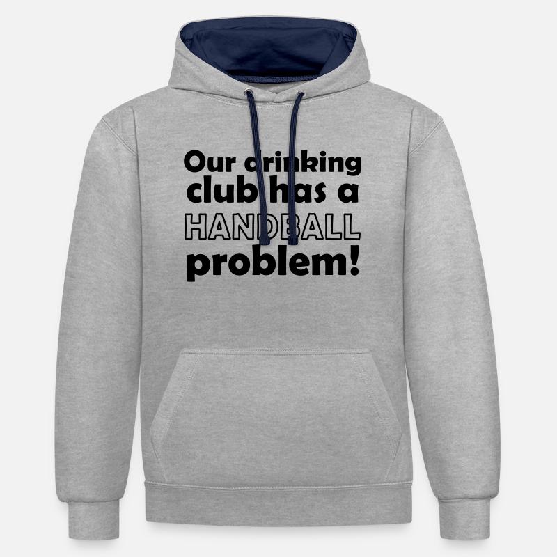 handball problem - Kontrast-Hoodie - Grau meliert/Navy