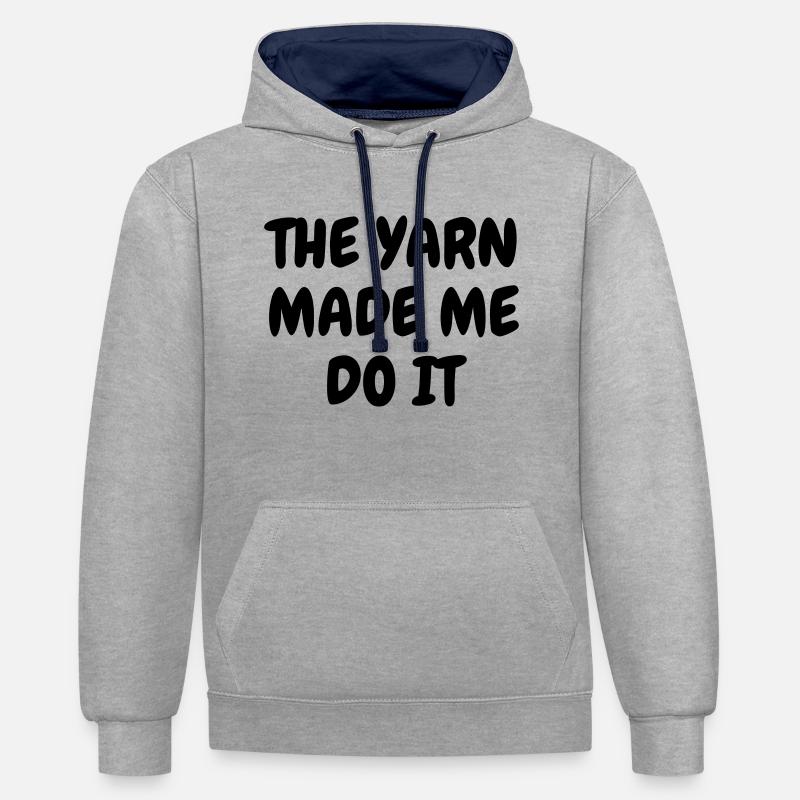 Stricken / stricker / Sticken / mode - Kontrast-Hoodie - Grau meliert/Navy