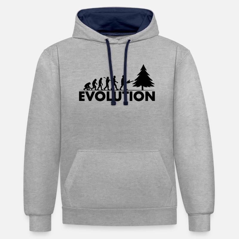 Tronçonneuse Evolution Noir - Sweat à capuche contrasté - gris chiné/bleu marine