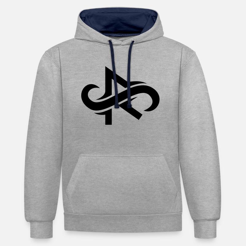 RAIDHO Rune - GreschnerVisual - Sweat à capuche contrasté - gris chiné/bleu marine