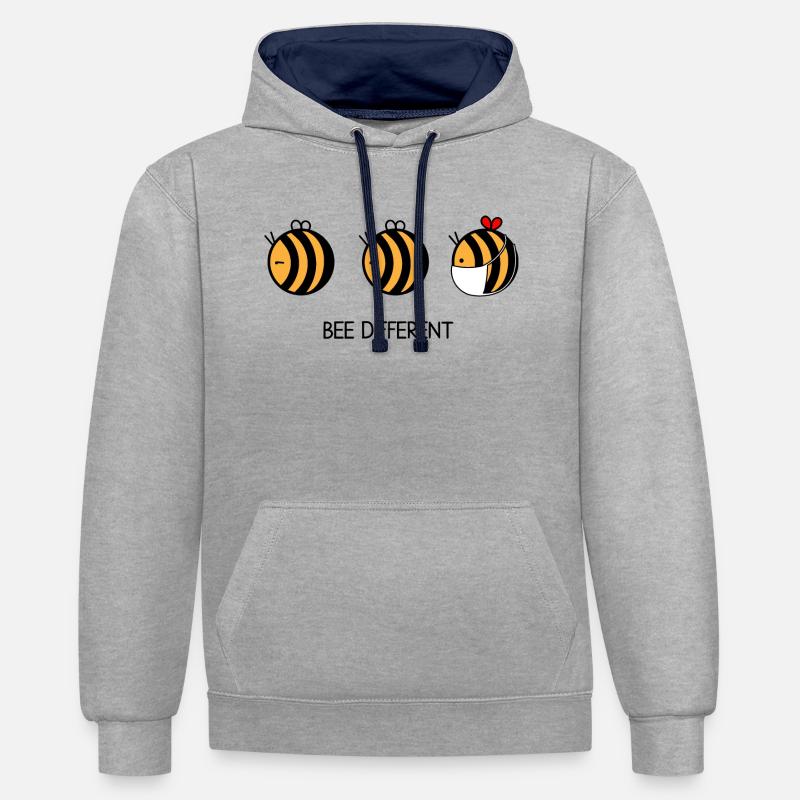 Bee Different geschenkidee Honig Spruch - Kontrast-Hoodie - Grau meliert/Navy