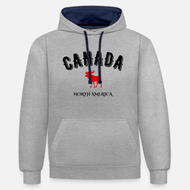 Canada north america - Sweat à capuche contrasté - gris chiné/bleu marine