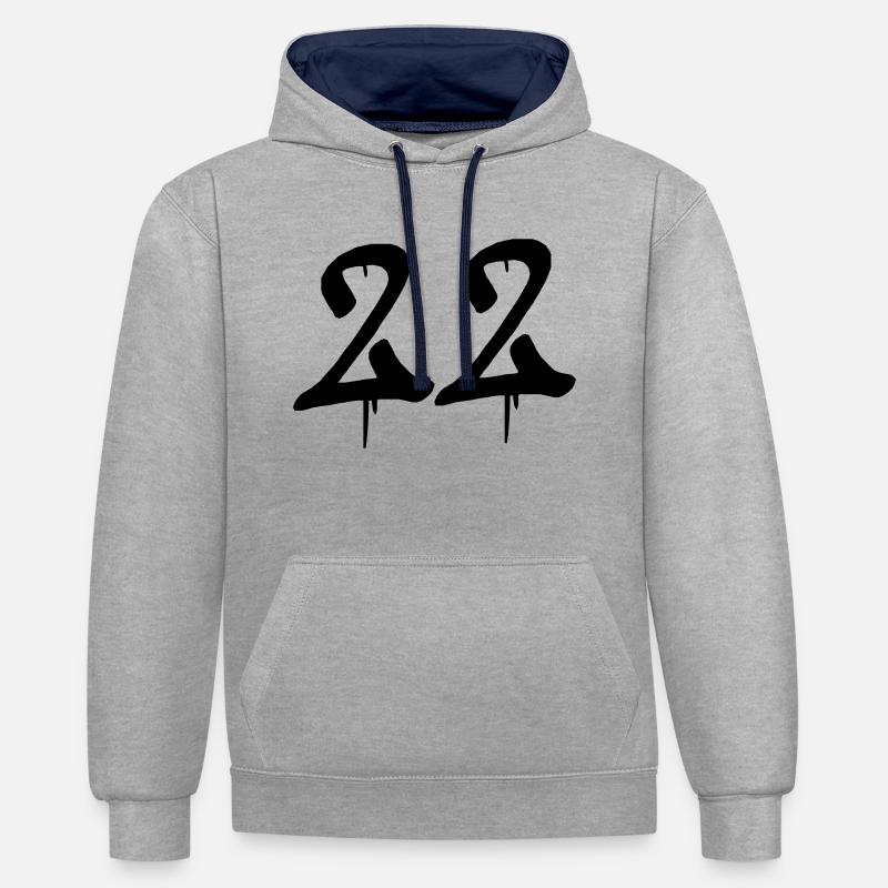 22 graffitis - Sweat à capuche contrasté - gris chiné/bleu marine