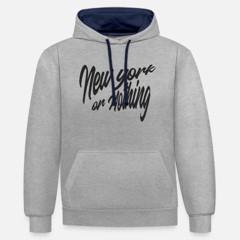New York oder nichts - Kontrast-Hoodie - Grau meliert/Navy