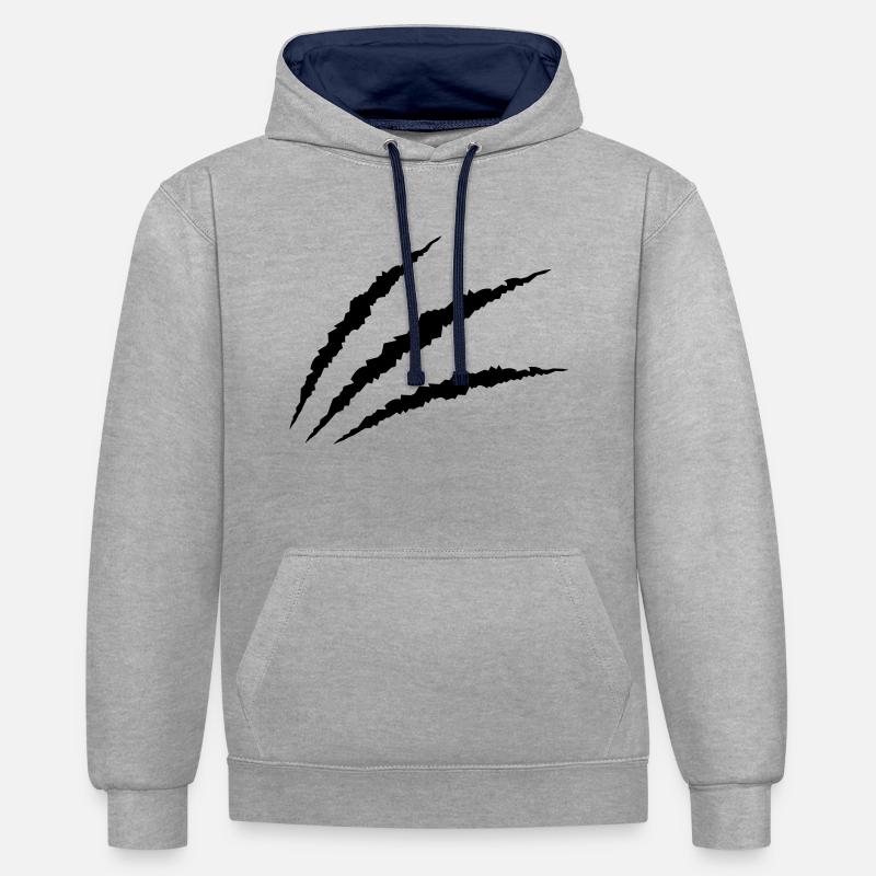 Griffe - Sweat à capuche contrasté - gris chiné/bleu marine