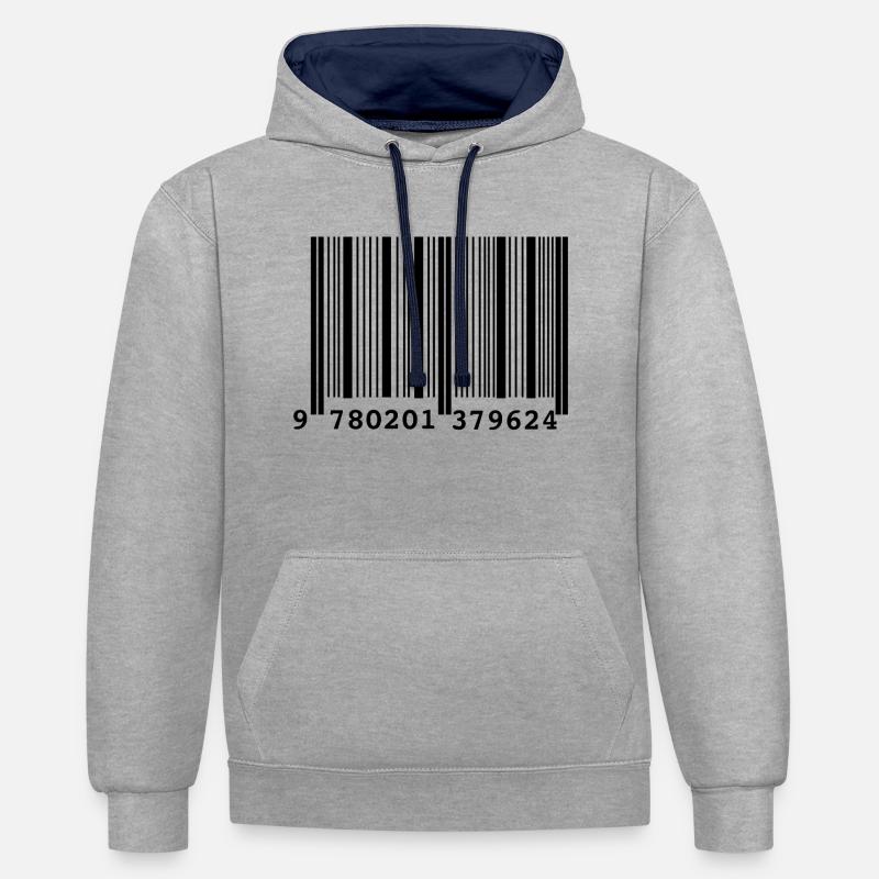 Code Barre Style - Sweat à capuche contrasté - gris chiné/bleu marine