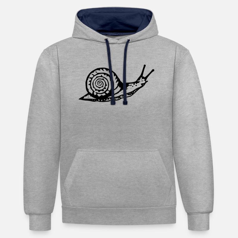 Snail noir et withe - Sweat à capuche contrasté - gris chiné/bleu marine