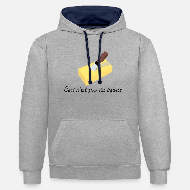 ceci n'est pas du beurre - Sweat à capuche contrasté - gris chiné/bleu marine