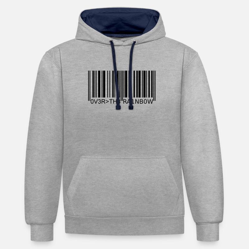 code à barres - Sweat à capuche contrasté - gris chiné/bleu marine