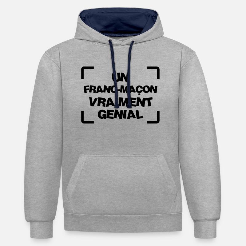Franc-Maçonnerie / Franc Maçonnerie / Franc Maçon - Sweat à capuche contrasté - gris chiné/bleu marine