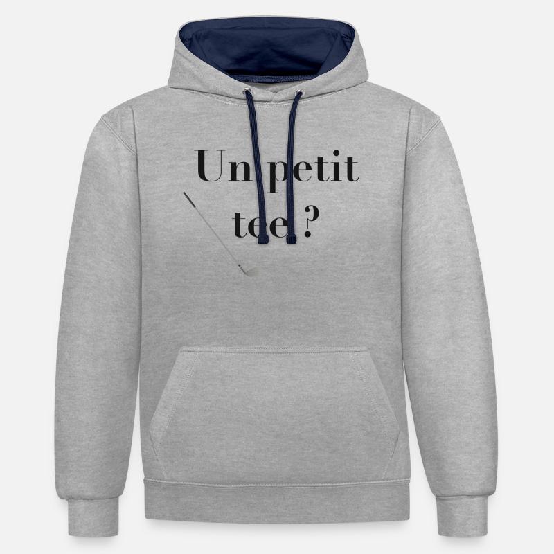 TEE golf : un petit tee ? - Sweat à capuche contrasté - gris chiné/bleu marine