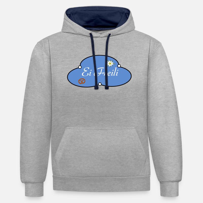 Freili - Sweat à capuche contrasté - gris chiné/bleu marine